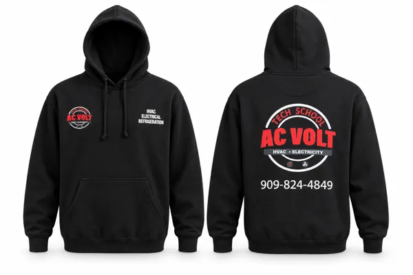 Sudadera con emblema circular, vista de frente y espalda